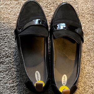Dr. Scholl's Black Loafers with Glossy Strap